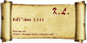 Kádas Lili névjegykártya