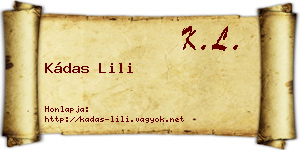 Kádas Lili névjegykártya